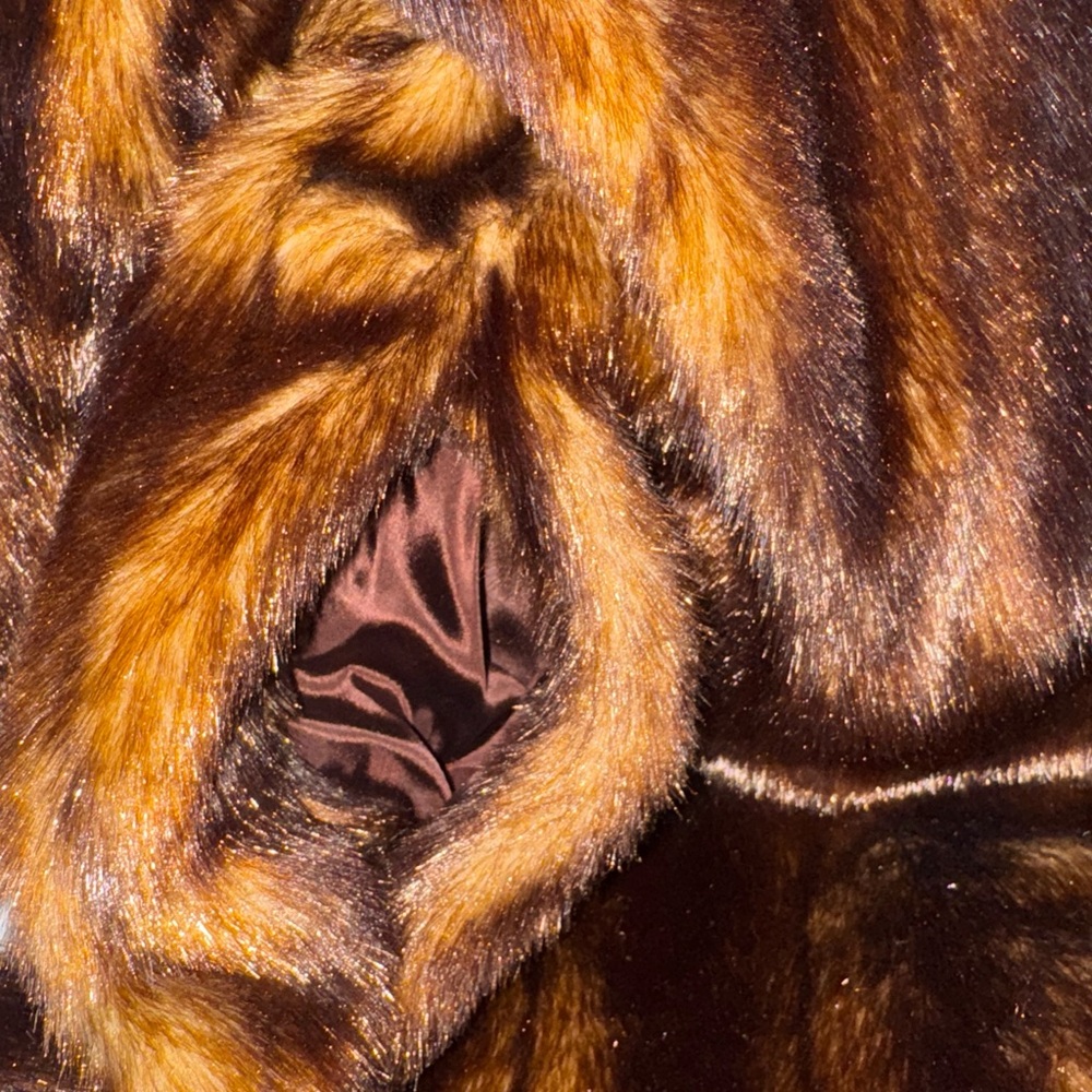 Vintage Terry Lewis Classic Luxuries Brown Print Mid Length Women Coat Size Med - Picture 4 of 10